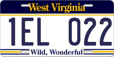 WV license plate 1EL022