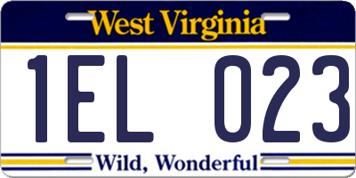 WV license plate 1EL023