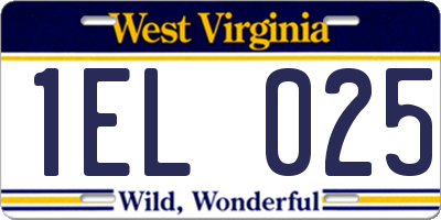 WV license plate 1EL025