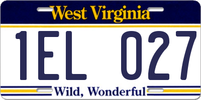 WV license plate 1EL027
