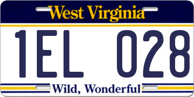 WV license plate 1EL028
