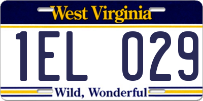 WV license plate 1EL029