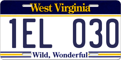 WV license plate 1EL030