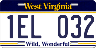 WV license plate 1EL032
