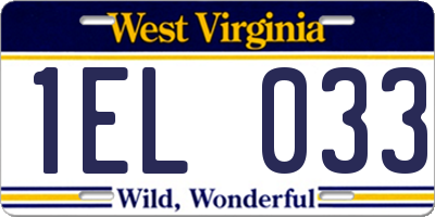 WV license plate 1EL033