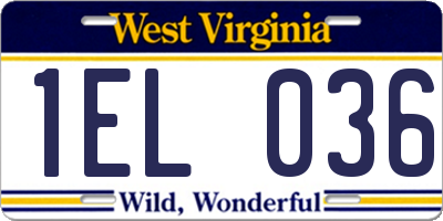 WV license plate 1EL036