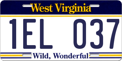 WV license plate 1EL037