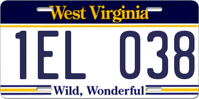 WV license plate 1EL038