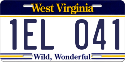 WV license plate 1EL041