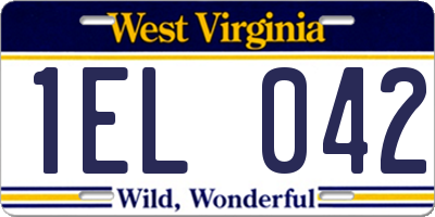 WV license plate 1EL042