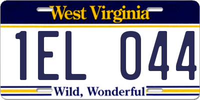 WV license plate 1EL044