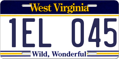 WV license plate 1EL045