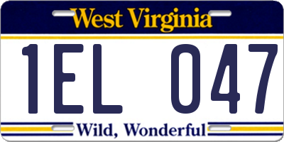 WV license plate 1EL047