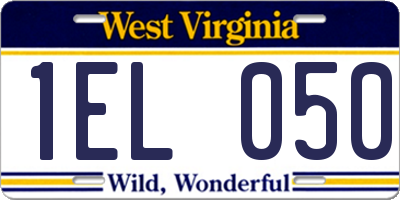 WV license plate 1EL050