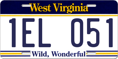 WV license plate 1EL051