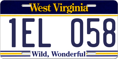 WV license plate 1EL058