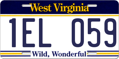 WV license plate 1EL059