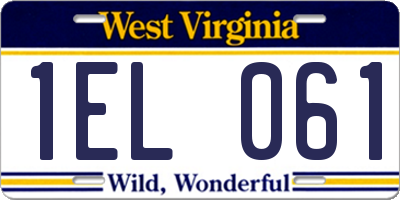 WV license plate 1EL061