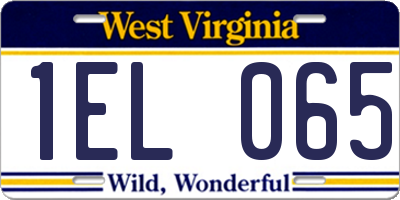 WV license plate 1EL065