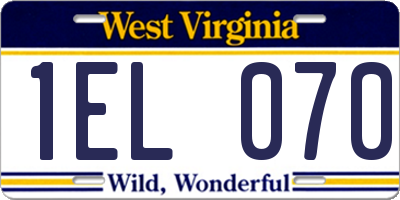 WV license plate 1EL070