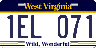 WV license plate 1EL071