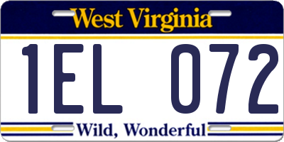 WV license plate 1EL072