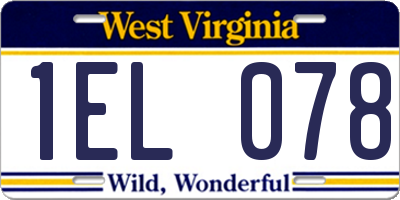 WV license plate 1EL078