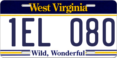 WV license plate 1EL080