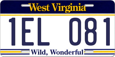 WV license plate 1EL081