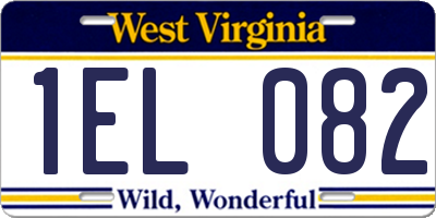 WV license plate 1EL082