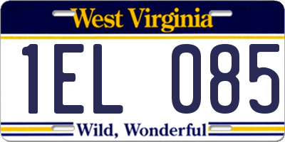 WV license plate 1EL085