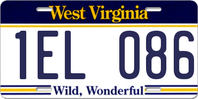 WV license plate 1EL086