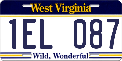 WV license plate 1EL087