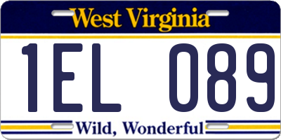 WV license plate 1EL089