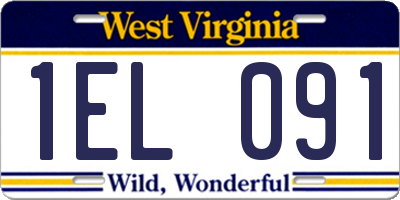 WV license plate 1EL091