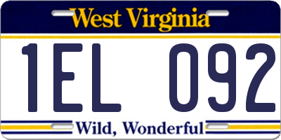 WV license plate 1EL092