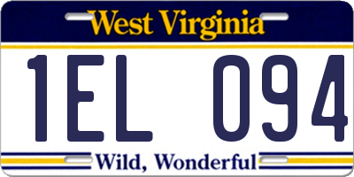 WV license plate 1EL094