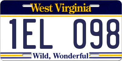 WV license plate 1EL098