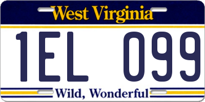WV license plate 1EL099