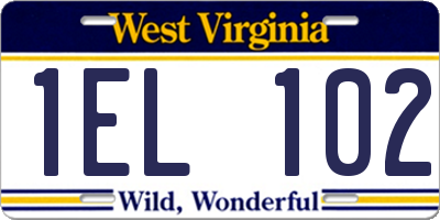 WV license plate 1EL102