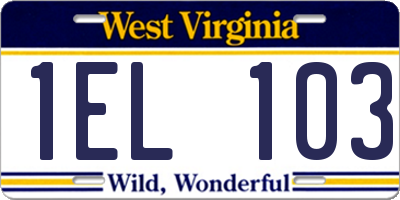 WV license plate 1EL103
