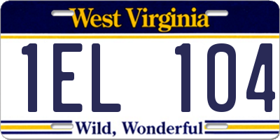 WV license plate 1EL104