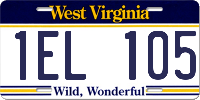 WV license plate 1EL105
