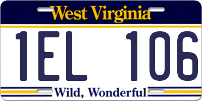 WV license plate 1EL106
