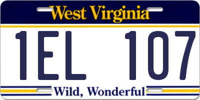 WV license plate 1EL107