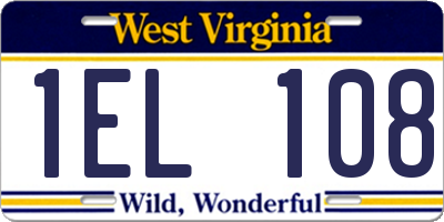 WV license plate 1EL108