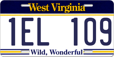 WV license plate 1EL109