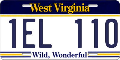 WV license plate 1EL110