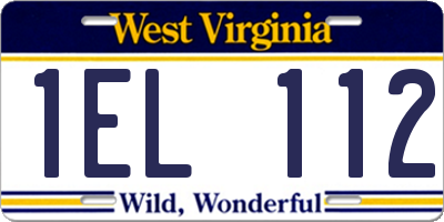 WV license plate 1EL112