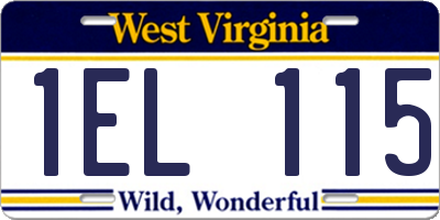 WV license plate 1EL115